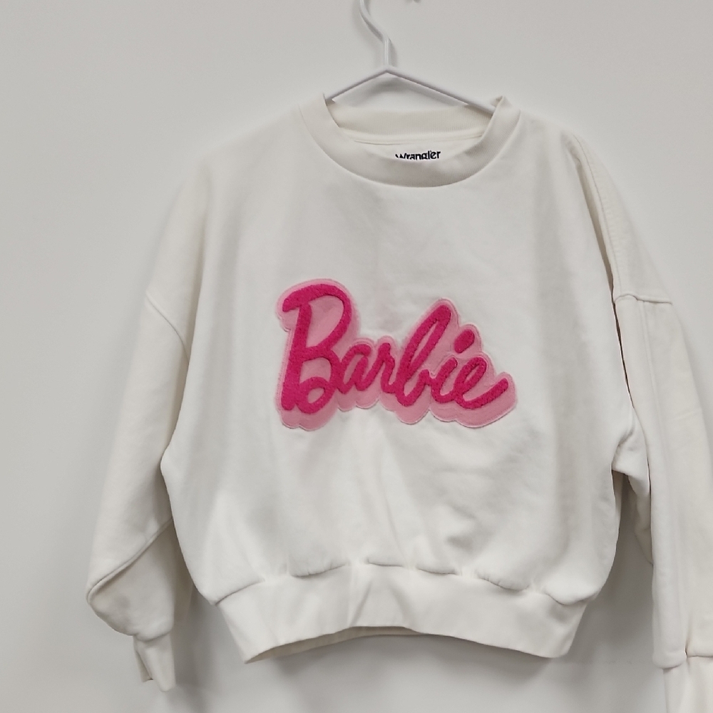 Wrangler White Barbie Sweatshirt with Pink Logo